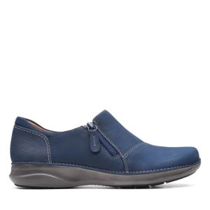 Clarks Appley Zip Flache Schuhe Damen Navy | CLK605UZS