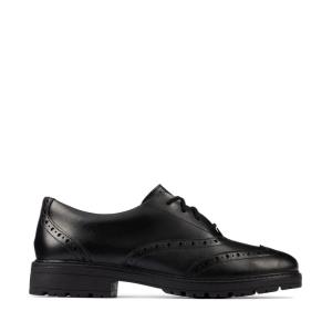 Clarks Loxham Brogue Youth Schulschuhe Mädchen Schwarz | CLK549AZT