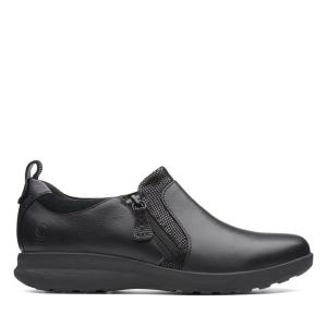 Clarks Un Adorn Zip Flache Schuhe Damen Schwarz | CLK238FKN