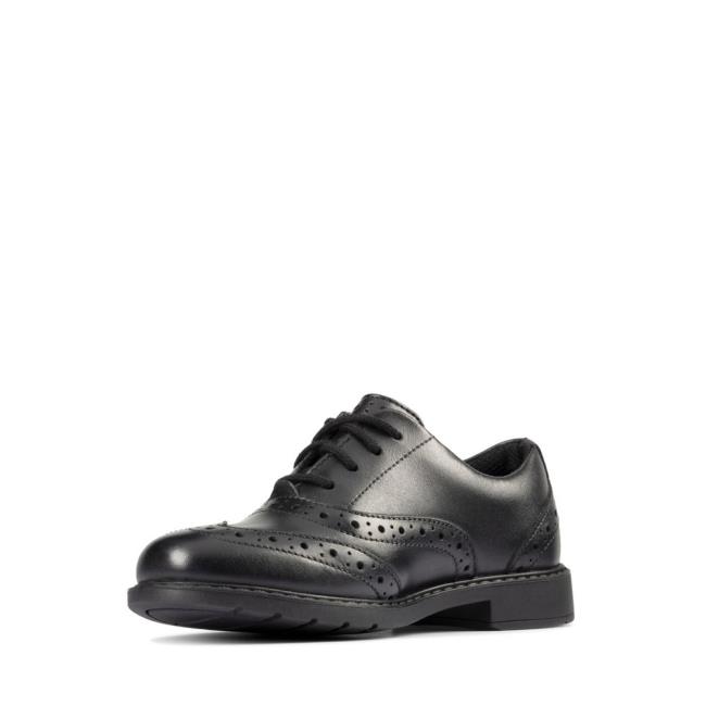 Clarks Scala Brogue Kid Schulschuhe Jungen Schwarz | CLK701JCE