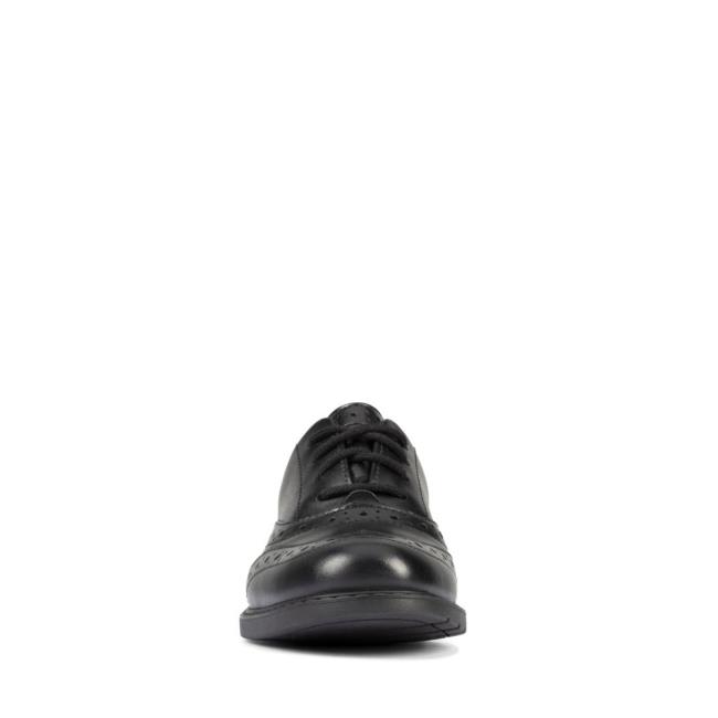 Clarks Scala Brogue Kid Schulschuhe Mädchen Schwarz | CLK219LIQ