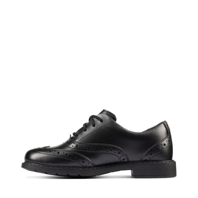 Clarks Scala Brogue Kid Schulschuhe Mädchen Schwarz | CLK219LIQ