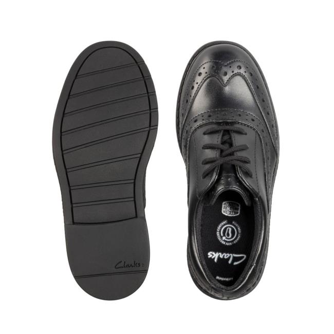 Clarks Scala Brogue Kid Schulschuhe Mädchen Schwarz | CLK219LIQ